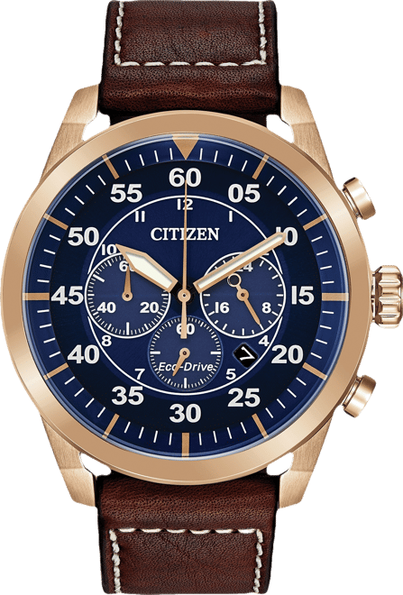 Citizen Eco-Drive Men's Chronograph Avion Brown Leather Strap