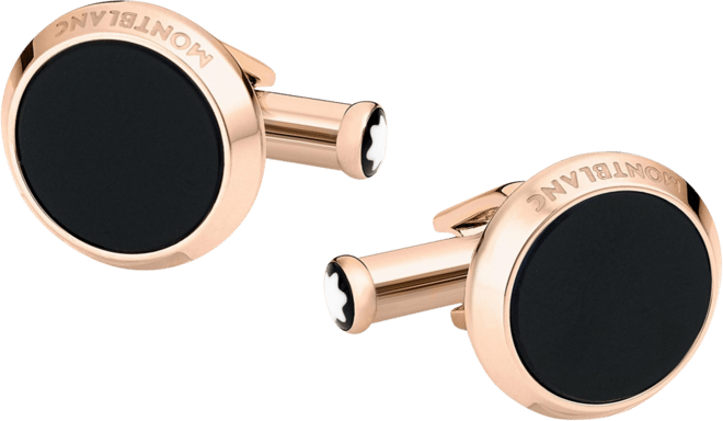 Men's Meisterstuck Red-Gold Stainless Steel and Onyx Inlay Cuff Links