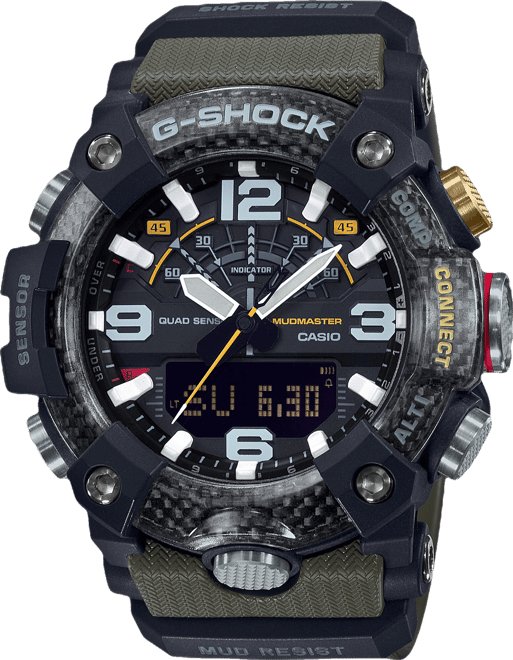 Men's Analog-Digital Connected Mudmaster Green & Black Resin Strap Watch 53.1mm