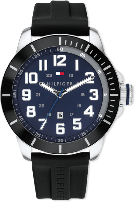 Men's Black Silicone Strap Watch 44mm, Created for Macy's