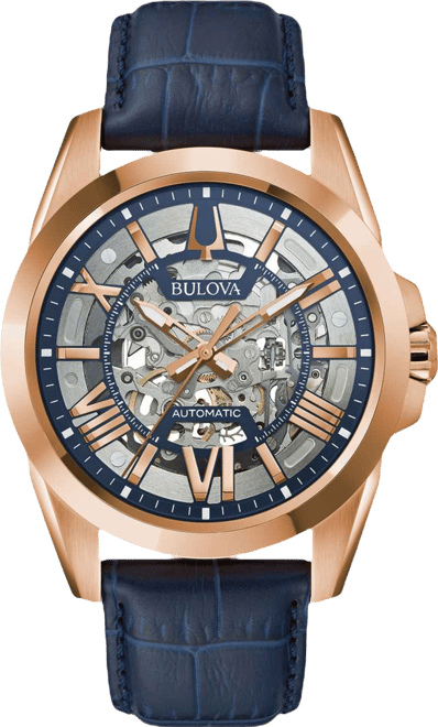 Men's Automatic Classic Sutton Blue Leather Strap Watch 46mm