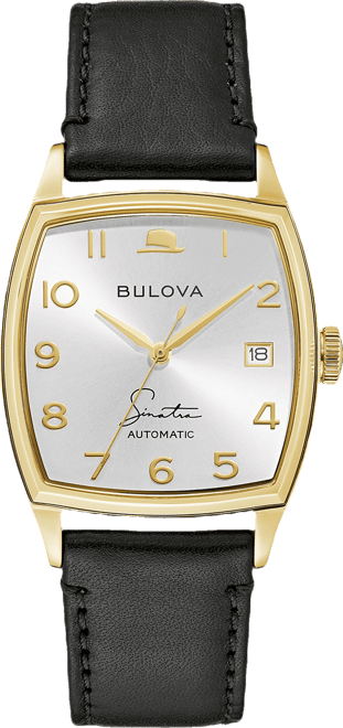 Men's Frank Sinatra Automatic Black Leather Strap Watch 45x33.5mm