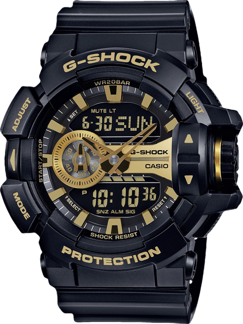 Men's Analog-Digital Chronograph Black Resin Strap Watch 55x52mm GA400GB-1A9