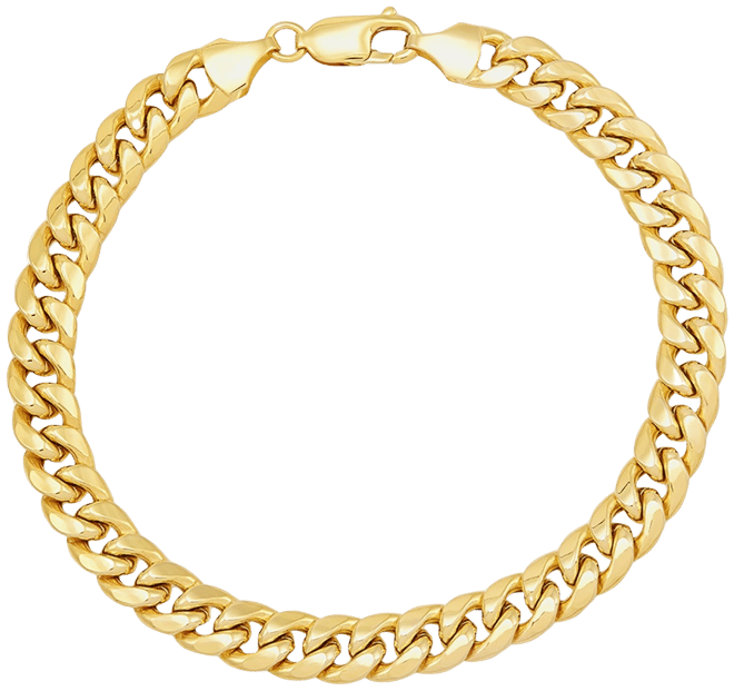 REAL Gold Bracelet 10k Gold 6mm Link 7.5 inch Men Women Miami Cuban Link