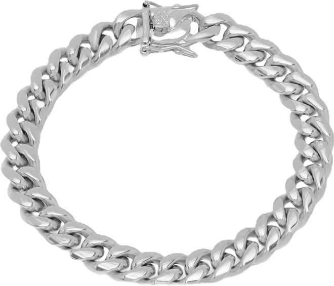 Men's Stainless Steel Miami Cuban Chain Link Style Bracelet with 10mm Box Clasp Bracelet