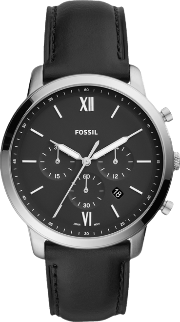 Men's Neutra Chronograph Black Leather Strap Watch 44mm