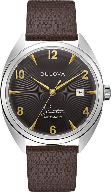 Men's Frank Sinatra Automatic Brown Leather Strap Watch 39mm