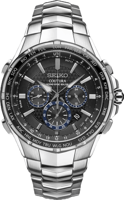 Men's Solar Chronograph Coutura Stainless Steel Bracelet Watch 45mm SSG009