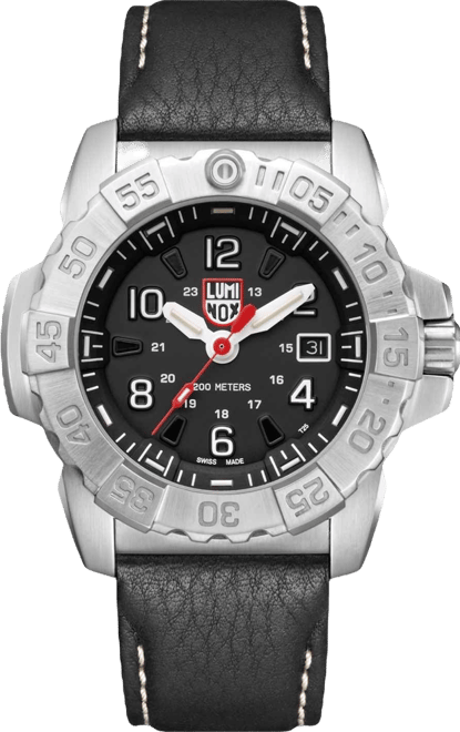 Men's Navy Seal 3251 Stainless Black Leather Strap Watch