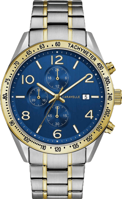 Designed by Bulova Men's Chronograph Two-Tone Stainless Steel Bracelet Watch 44mm
