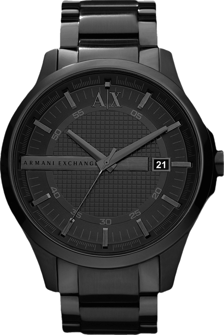 Watch, Men's Black Ion Plated Stainless Steel Bracelet 46mm AX2104