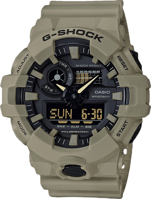 Men's Analog-Digital Beige Resin Strap Watch 53mm