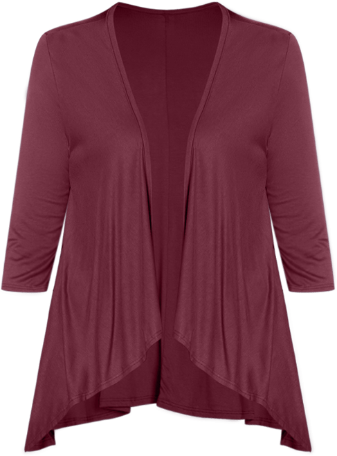 Plus Size Elbow Length Sleeve Open Cardigan