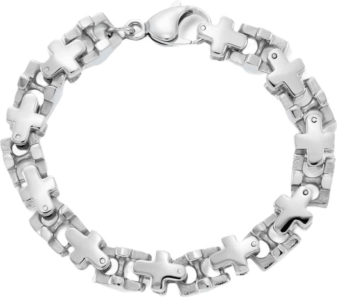 Men's Cross Link Bracelet in Stainless Steel