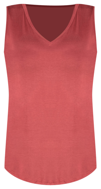 Plus Size V-Neck Sleeveless Rounded Hemline Top