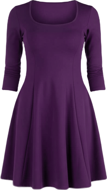Women's Long Sleeve Knee Length Skater Dress