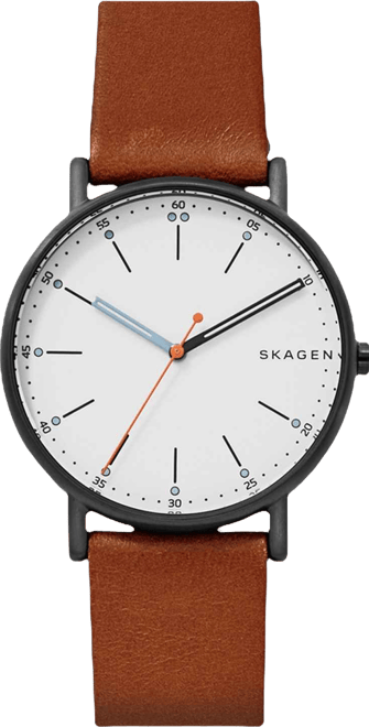 Men's Signatur Brown Leather Strap Watch 40mm SKW6374