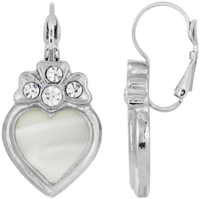 Crystal Heart Lever Back Earrings