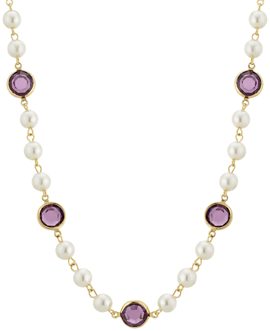 Gold-Tone Imitation Pearl with Purple Channels 16" Adjustable Necklace