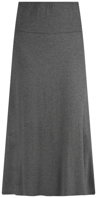 Women Elastic Waist Solid Color Maxi Skirt