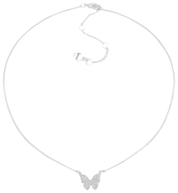 Pave Butterfly Pendant Necklace, 16" + 3" extender