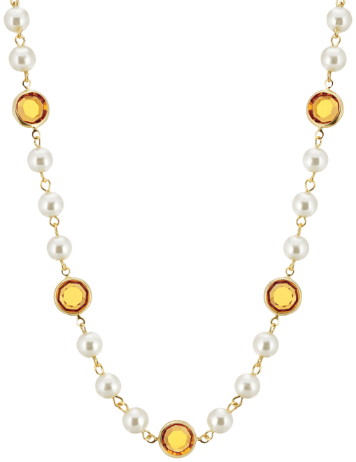 Gold-Tone Imitation Pearl with Yellow Channels 16" Adjustable Necklace