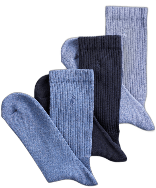 3 Pack Ribbed Cushion Foot Crew Men's Socks