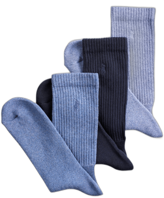 Polo Ralph Lauren 3 Pack Ribbed Cushion Foot Crew Men's Socks - Macy's