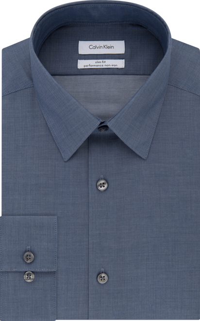 Steel Men's Slim-Fit Non-Iron Herringbone Dress Shirt