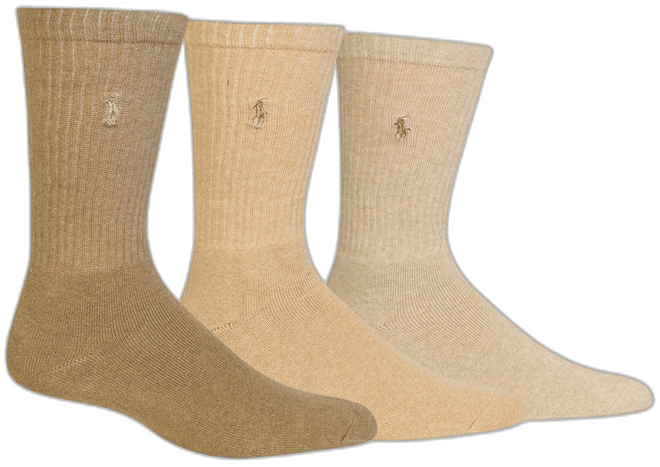 3 Pack Ribbed Cushion Foot Crew Men's Socks