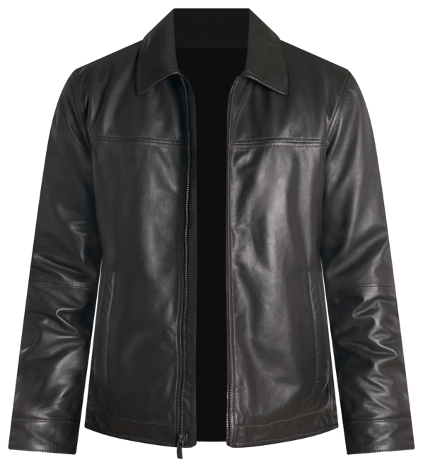 Perry Ellis Men's Classic Leather Jacket - Black - Size M