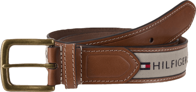 Men's Tri-Color Ribbon Inlay Leather Belt