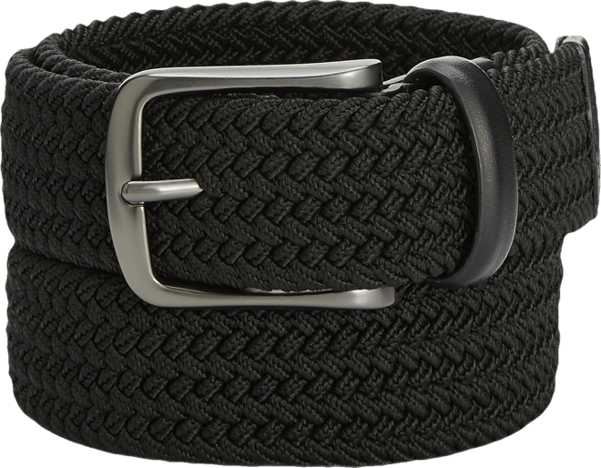Men's Webbed Leather-Trim Belt