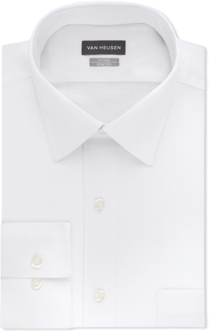 Men's Fitted Stretch Wrinkle Free Sateen Solid Dress Shirt