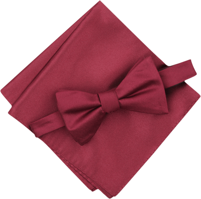 Men's Solid Textured Pre-Tied Bow Tie & Solid Textured Pocket Square Set, Created for Macy's