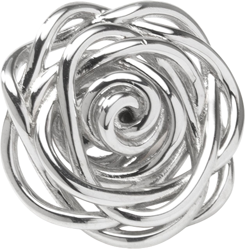 Men's Sterling Silver Rhodium Plated Rose Lapel Pin