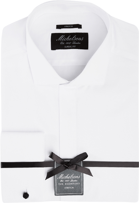 Men's Classic/Regular Fit Stretch Solid French Cuff Tuxedo Shirt