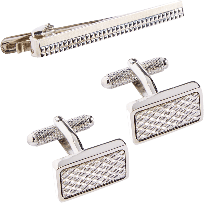Knitting Cuff Links & Tie Bar Set
