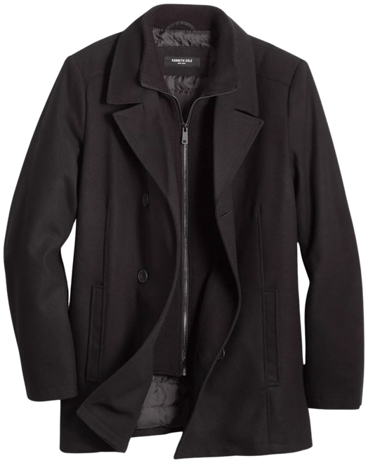 Kenneth Cole Men s Double Breasted Wool Blend Peacoat with Bib Macy s