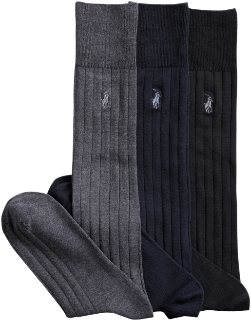 Men's 3-Pk. Over the Calf Mercerized Cotton Rib Dress Socks