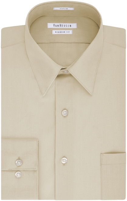 Men's Regular Fit Point Collar Poplin Dress Shirt