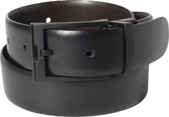 Men's Matte Black Reversible Buckle Leather Belt