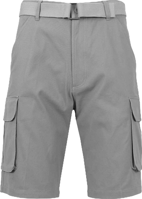 Men's Flat Front Belted Cotton Cargo Shorts