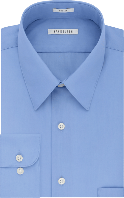 Men's Regular Fit Point Collar Poplin Dress Shirt