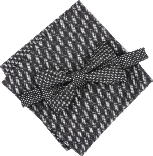 Men's Solid Textured Pre-Tied Bow Tie & Solid Textured Pocket Square Set, Created for Macy's