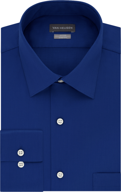 Men's Fitted Stretch Wrinkle Free Sateen Solid Dress Shirt