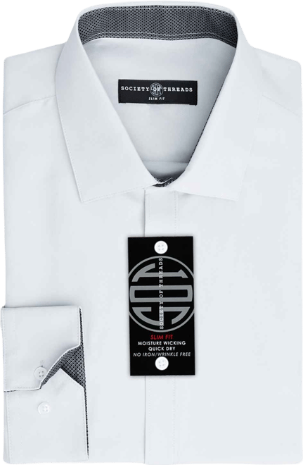 Men's Slim-Fit Non-Iron Performance Solid Dress Shirt