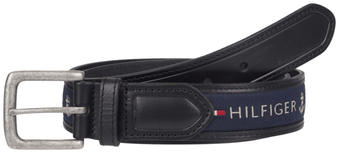 Tommy Hilfiger Men's Double-Loop Feather-Edge Belt - Macy's