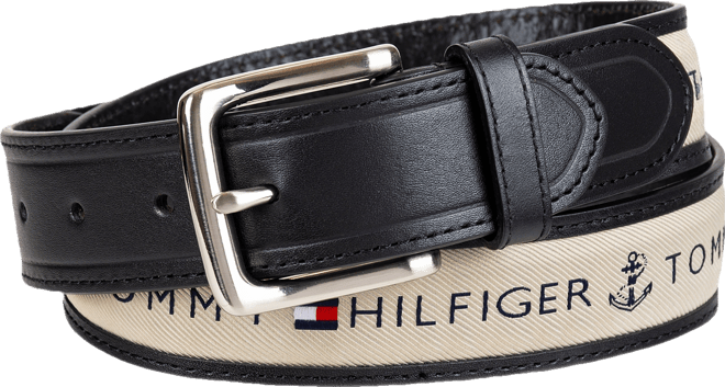 Men's Tri-Color Ribbon Inlay Leather Belt