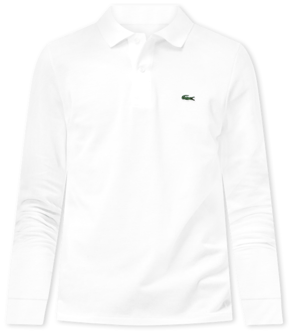 Lacoste Long Sleeve L1212 Polo Shirt White - Terraces Menswear